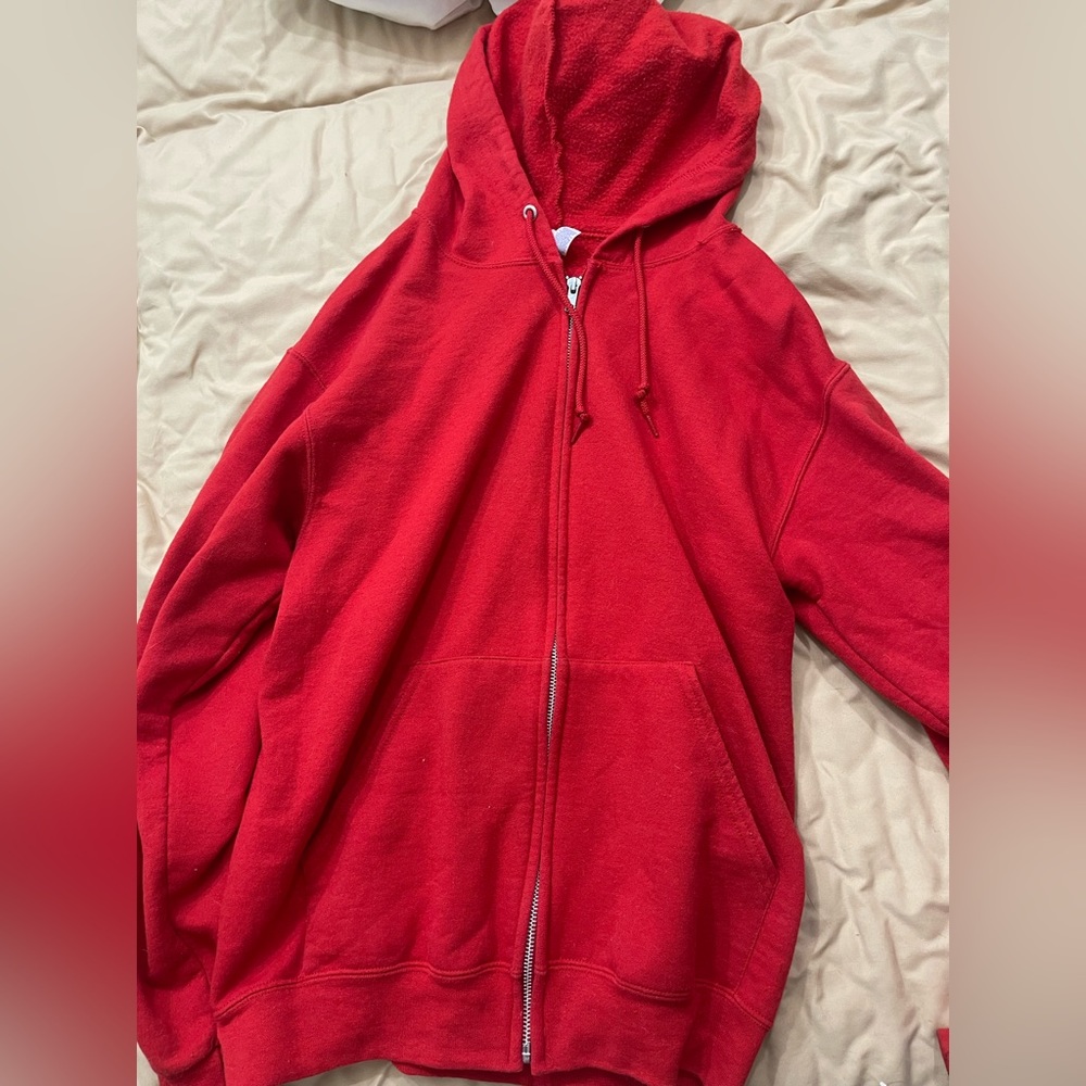 Red zip up hoodie
